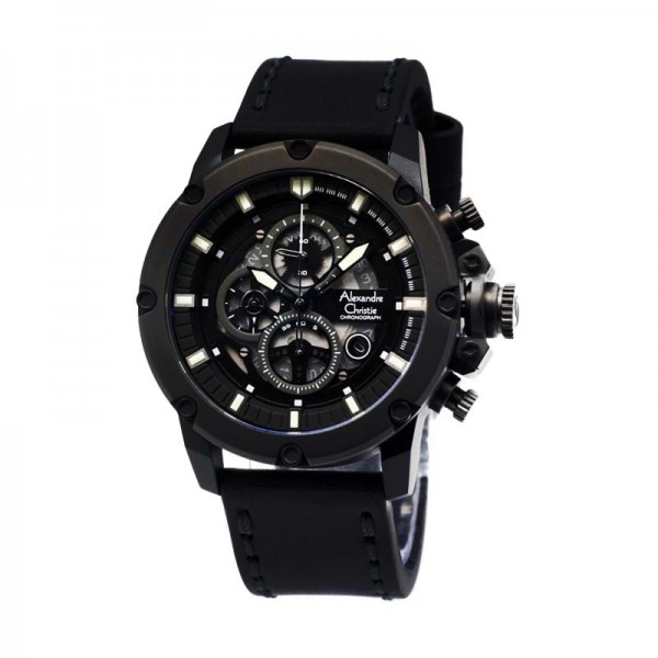 Alexandre Christie AC 6564 Full Black Leather MCLIPBA